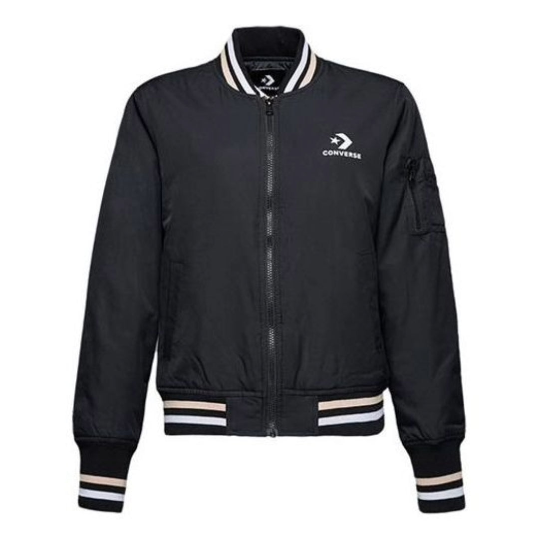 (WMNS) Converse Baseball Jacket 'Black White' 10017469-A01