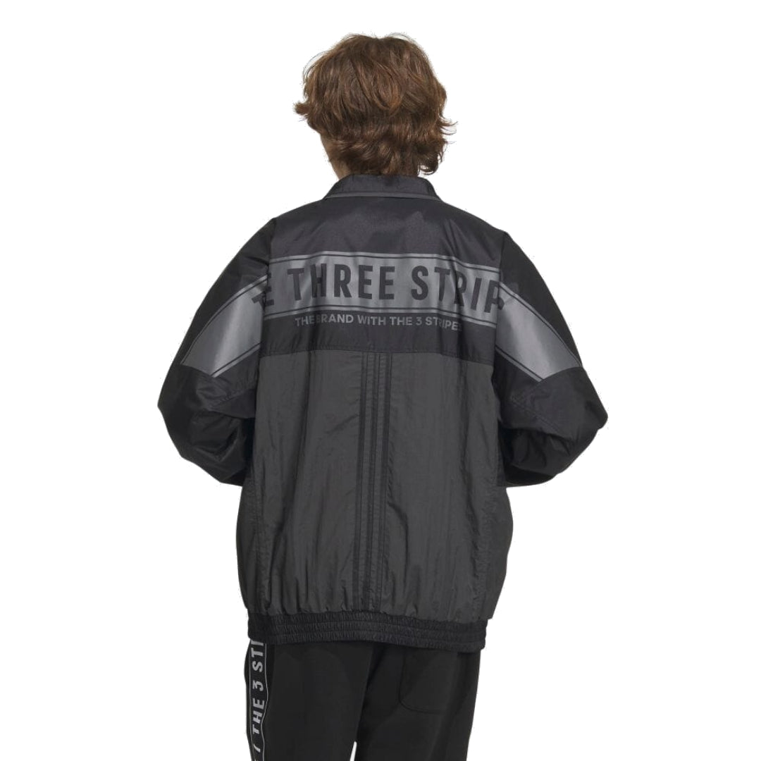 adidas Warding Oversized Fit Woven Full Zip Jacket 'Black' IK7326