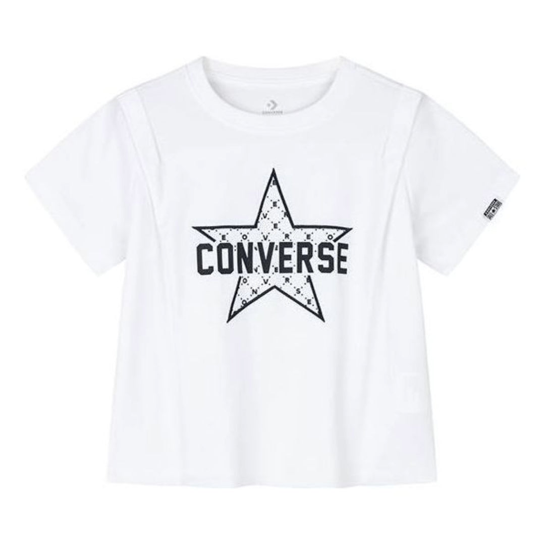 (WMNS) Converse Logo Printed T-Shirt 'White Black' CV2422055GS-002