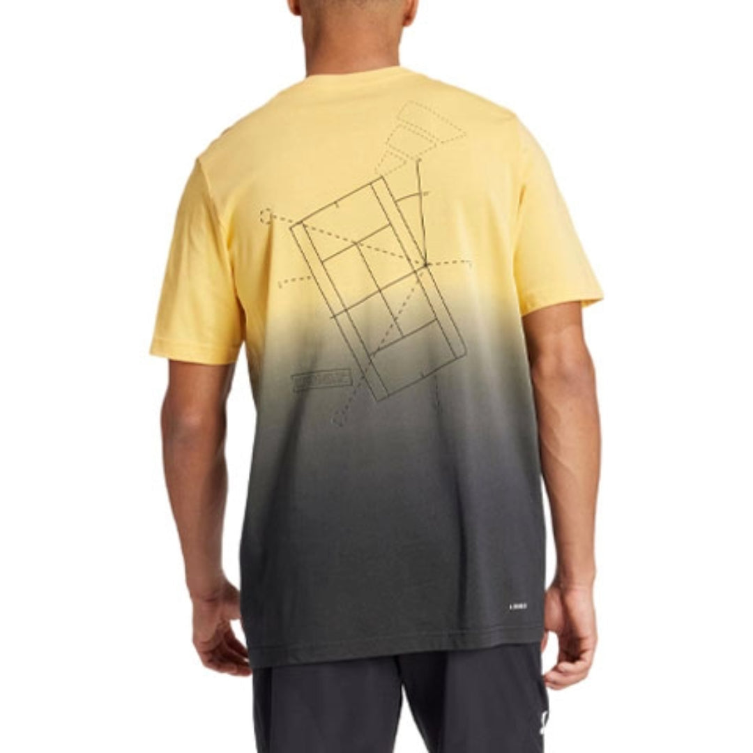 adidas Aeroready Tennis Court Angle Graphic T-Shirt Asia Sizing 'Yellow Black' IS2412