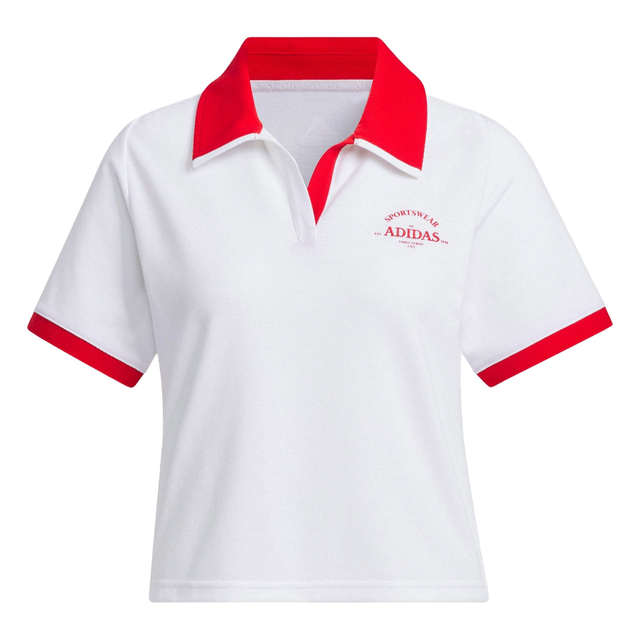 (WMNS) adidas VERBIAGE Polo T-Shirt 'White Red' JC8685