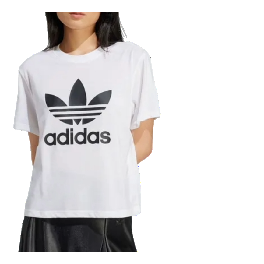 (WMNS) adidas Adicolor Trefoil Boxy T-Shirt 'White Black' IN8441