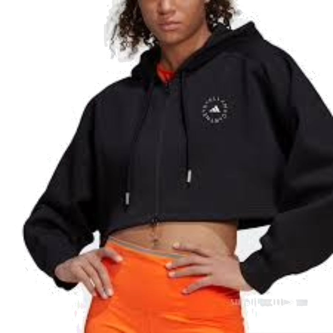 (WMNS) adidas by Stella McCartney Cropped Hoodie 'Black' H59962