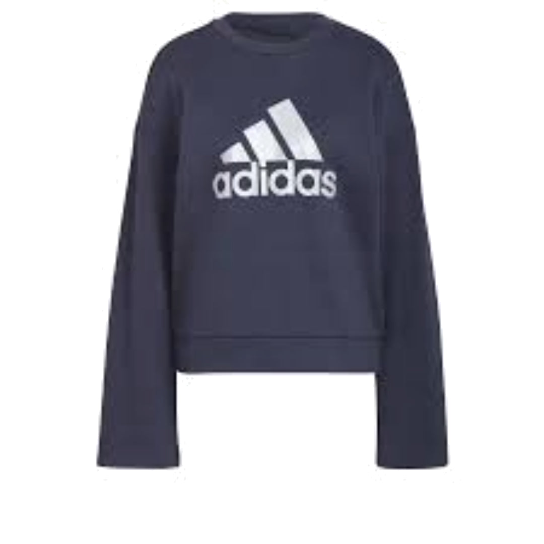 (WMNS) adidas Essentials Logo Extra Large French Terry Loose Fit Sweatshirt Asia Sizing 'Black White' IC8798