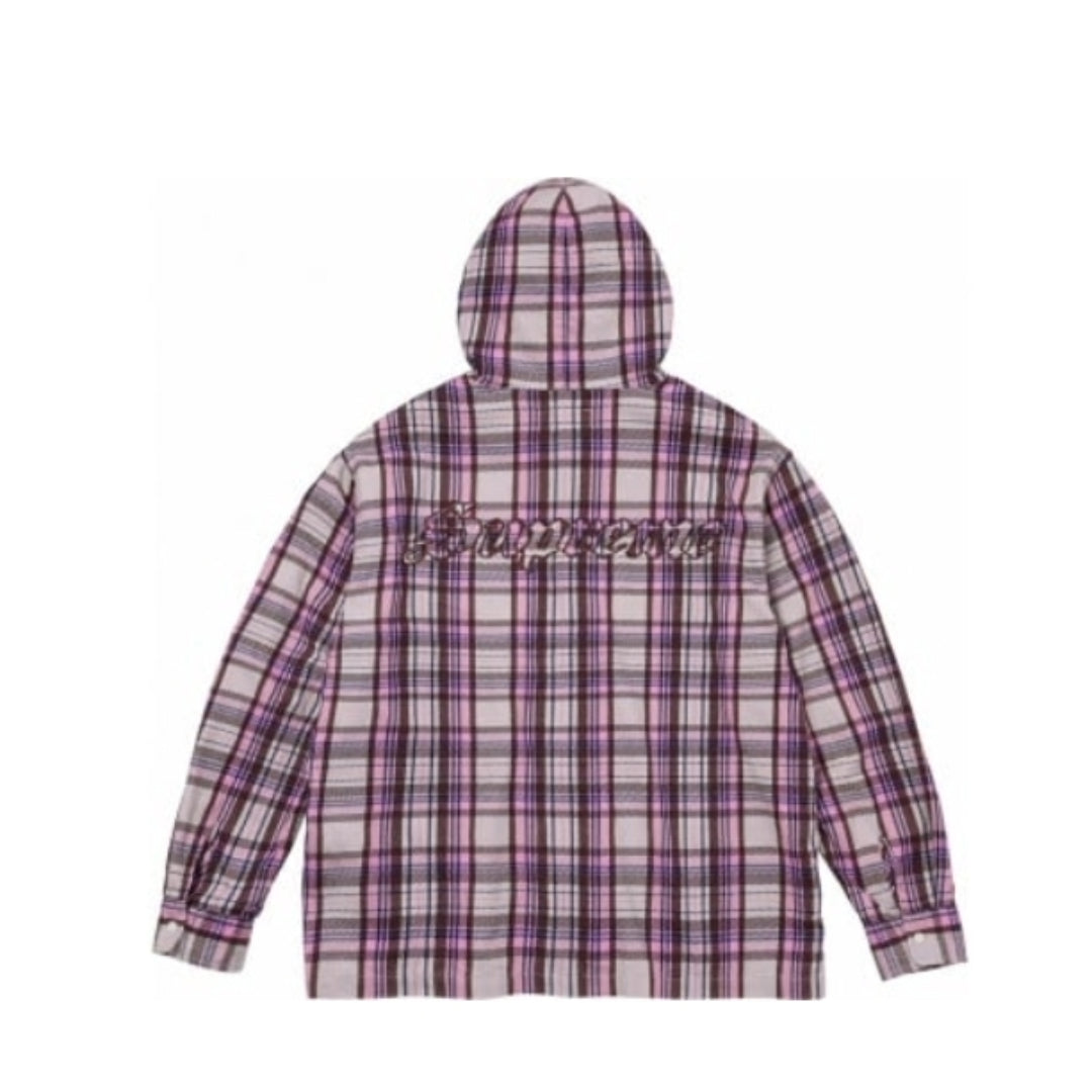 Supreme Printed Hooded Flannel Shirt 'Pink White' SUP-SS24-189