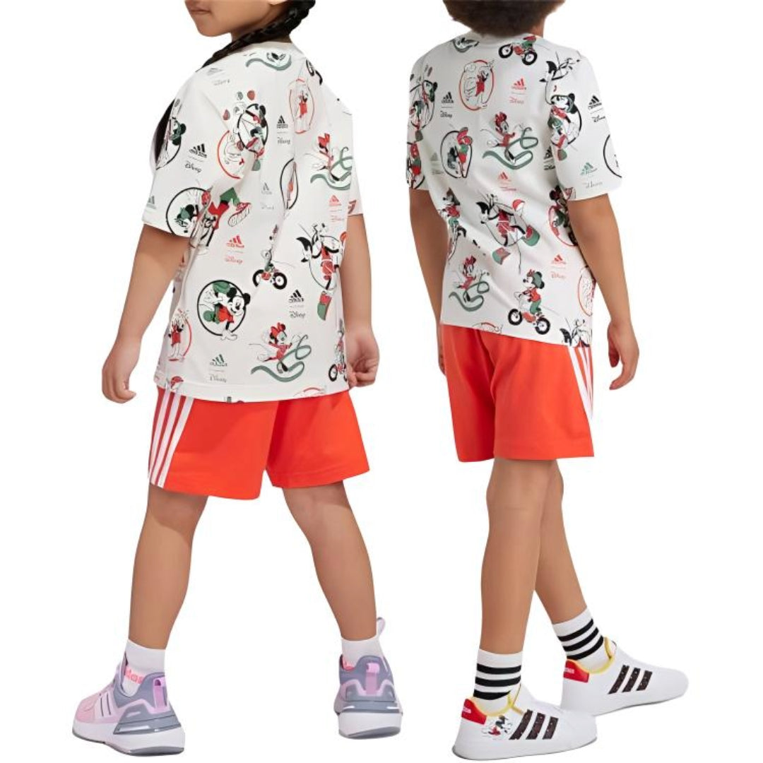 (GS) adidas Disney Mickey Mouse T-Shirt Set Asia Sizing 'White Orange' IW0669