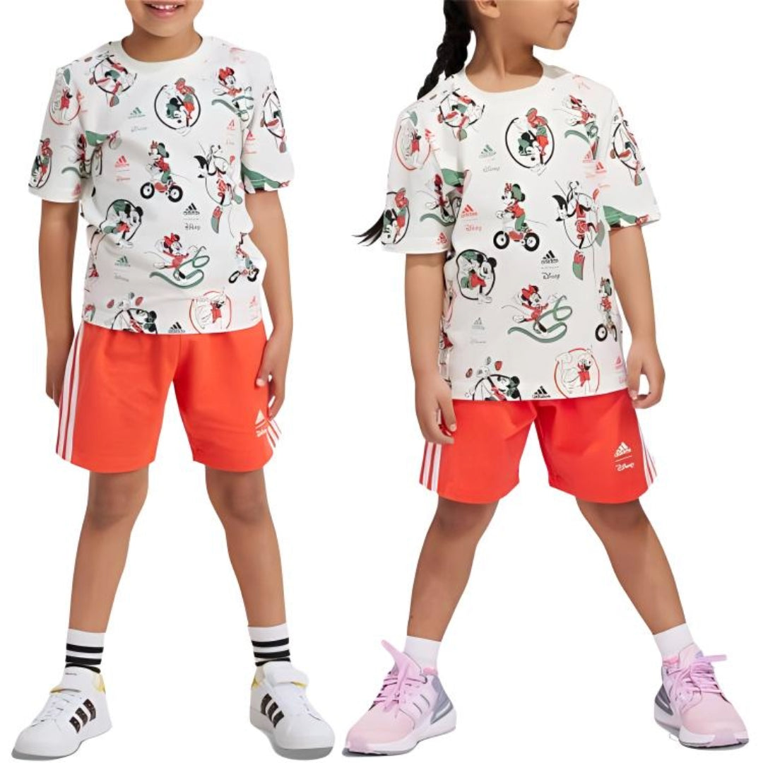 (GS) adidas Disney Mickey Mouse T-Shirt Set Asia Sizing 'White Orange' IW0669