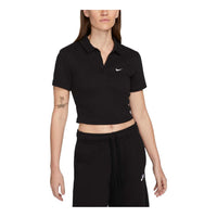 (WMNS) Nike Sportswear Essential Polo Shirt Asia Sizing 'Black White' DV7885-010