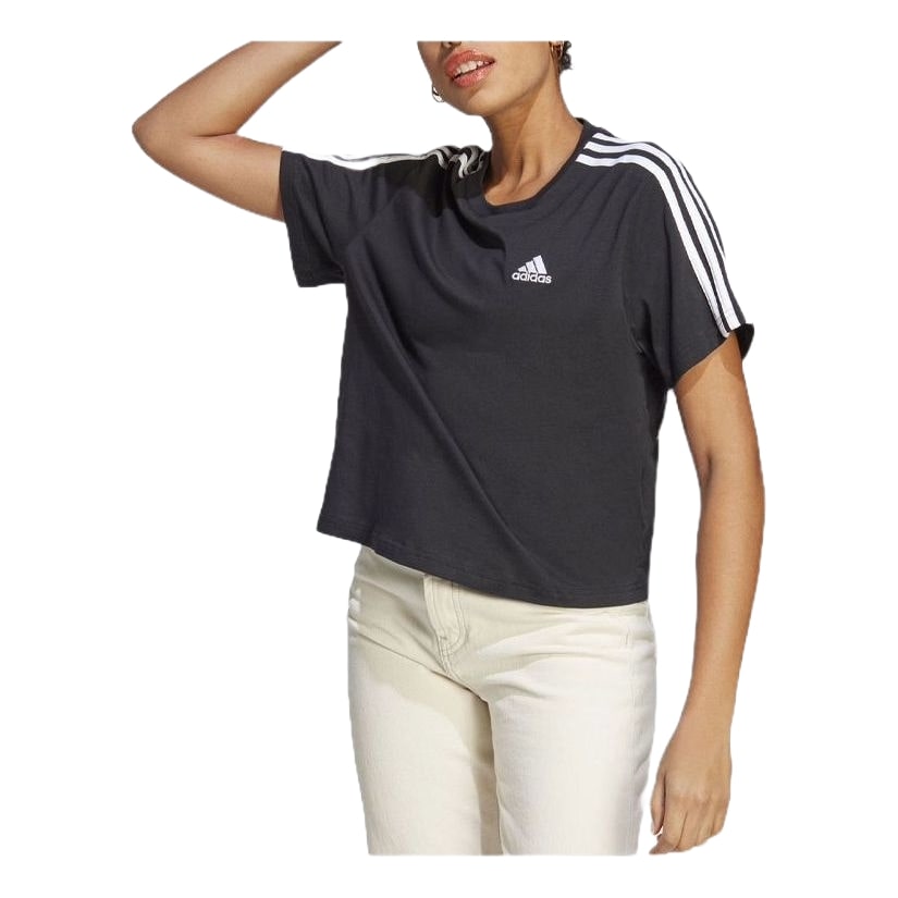 (WMNS) adidas Essentials 3-Stripes Single Jersey Crop Top 'Black White' HR4913
