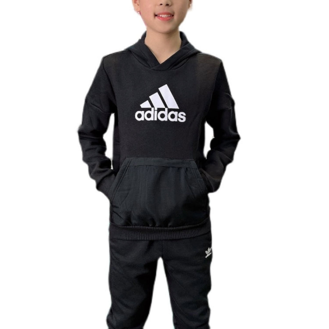 (GS) adidas Badge of Sport Fleece Hoodie Asia Sizing 'Black White' GJ6675