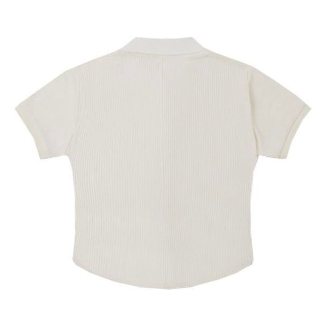 (WMNS) Converse Gradient Letter Embroidery Polo Shirt 'White' 10027237-A01