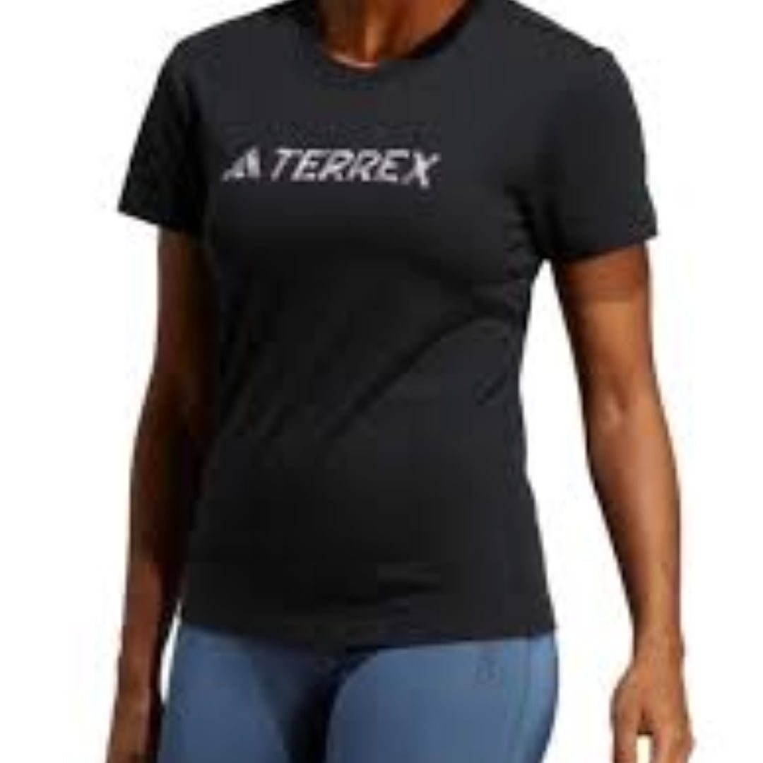 (WMNS) adidas Terrex Classic Logo T-Shirt Asia Sizing 'Black' HZ1392