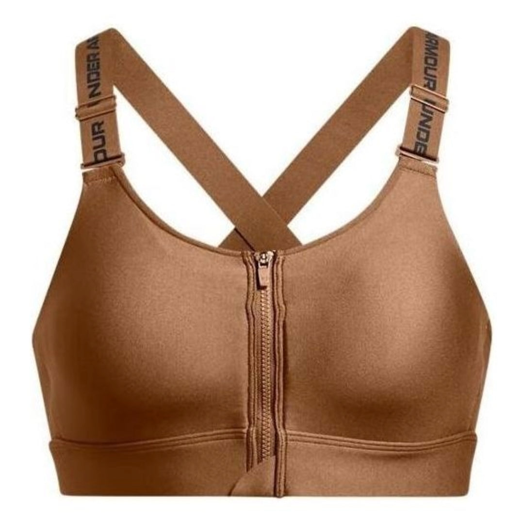 (WMNS) Under Armour Infinity 2.0 High Zip Sports Bra 'Brown' 1384118-253