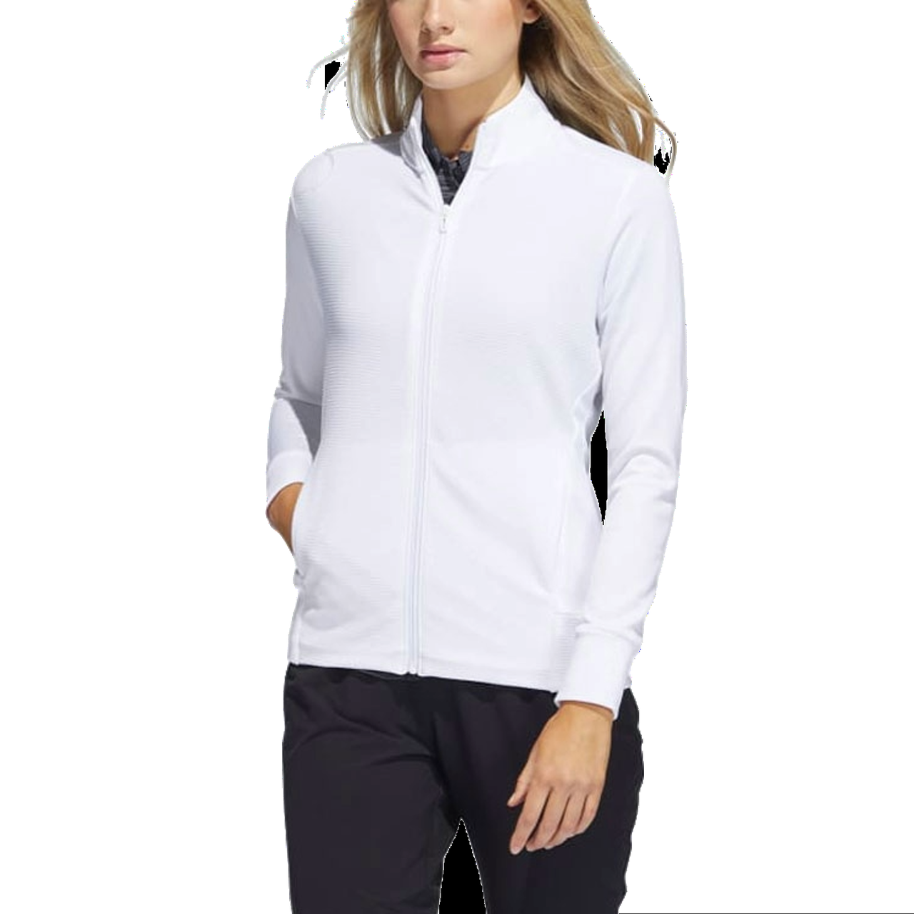 (WMNS) adidas Textured Full-Zip Jacket 'White' HA3400
