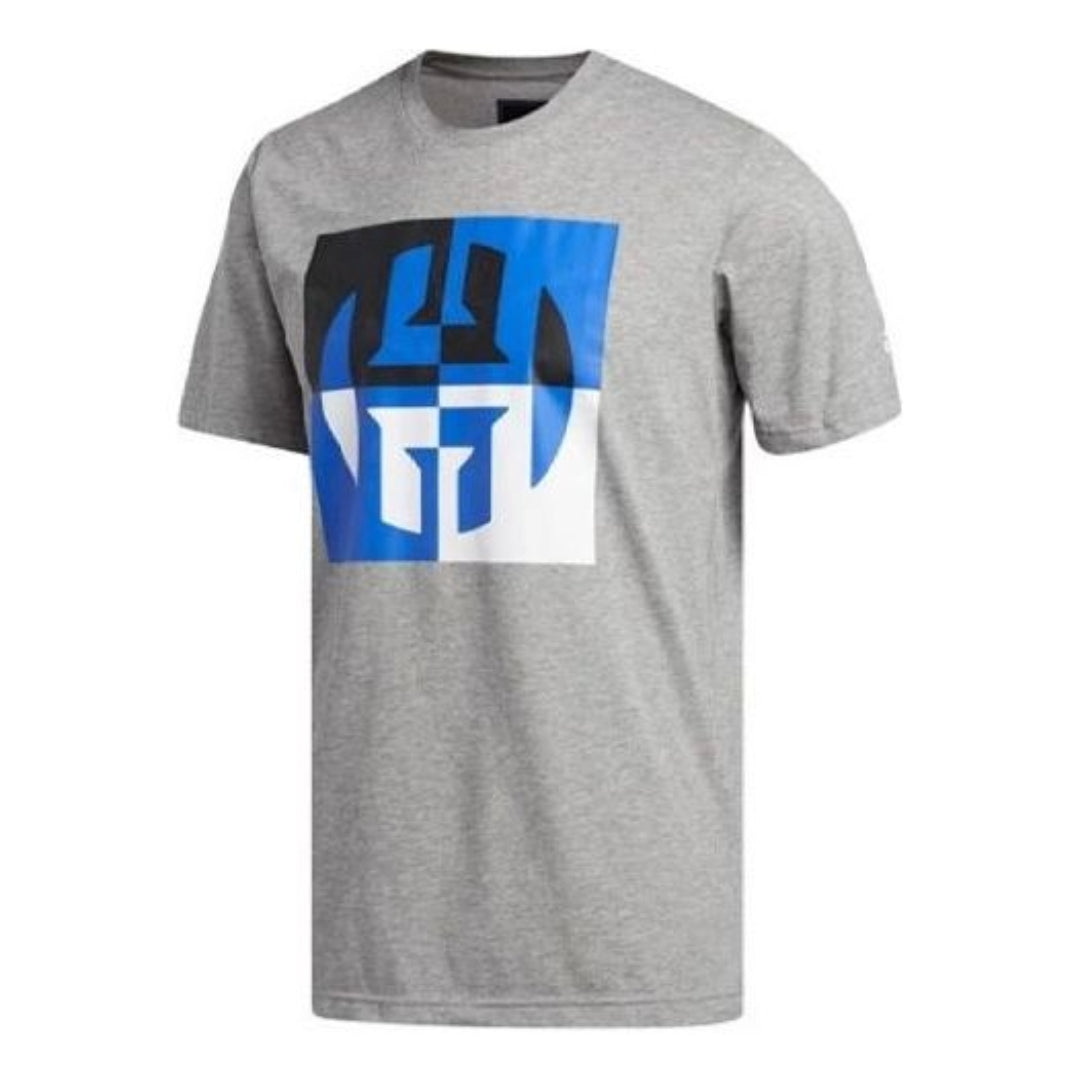 adidas Harden Big Logo Basketball T-Shirt 'Grey Blue White' CW9231