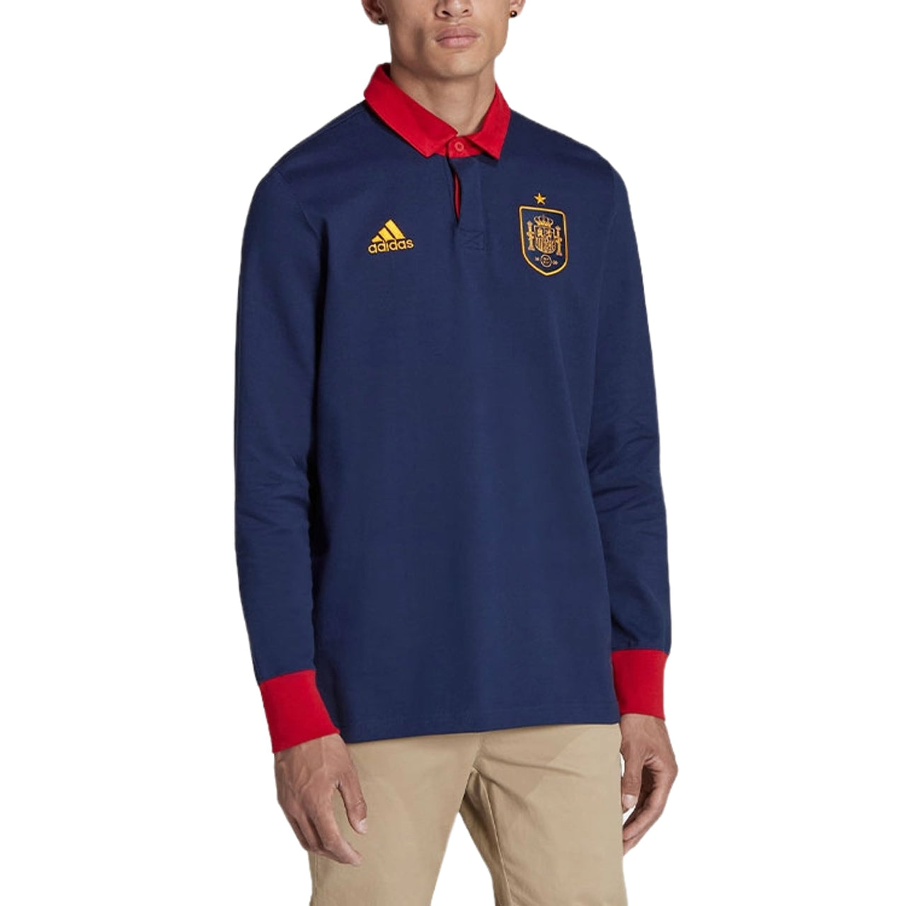 adidas Spain Long Sleeves Polo Shirt 'Navy Red' HE8897