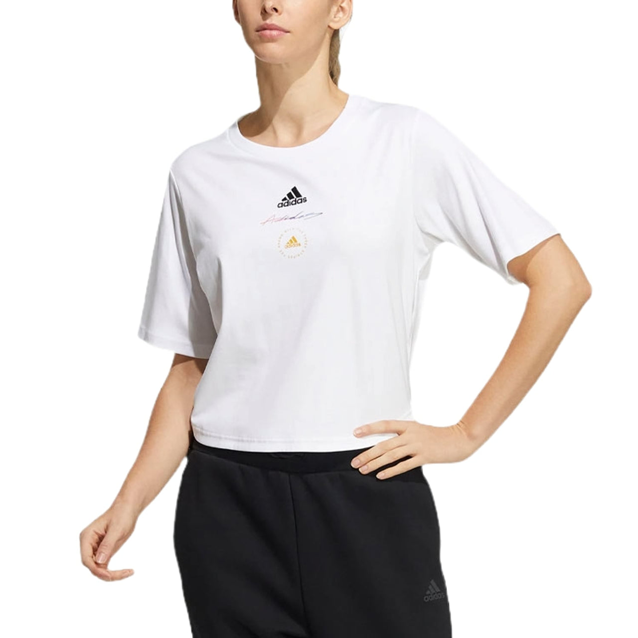 (WMNS) adidas UST T-Shirt 'White Black' HE9983