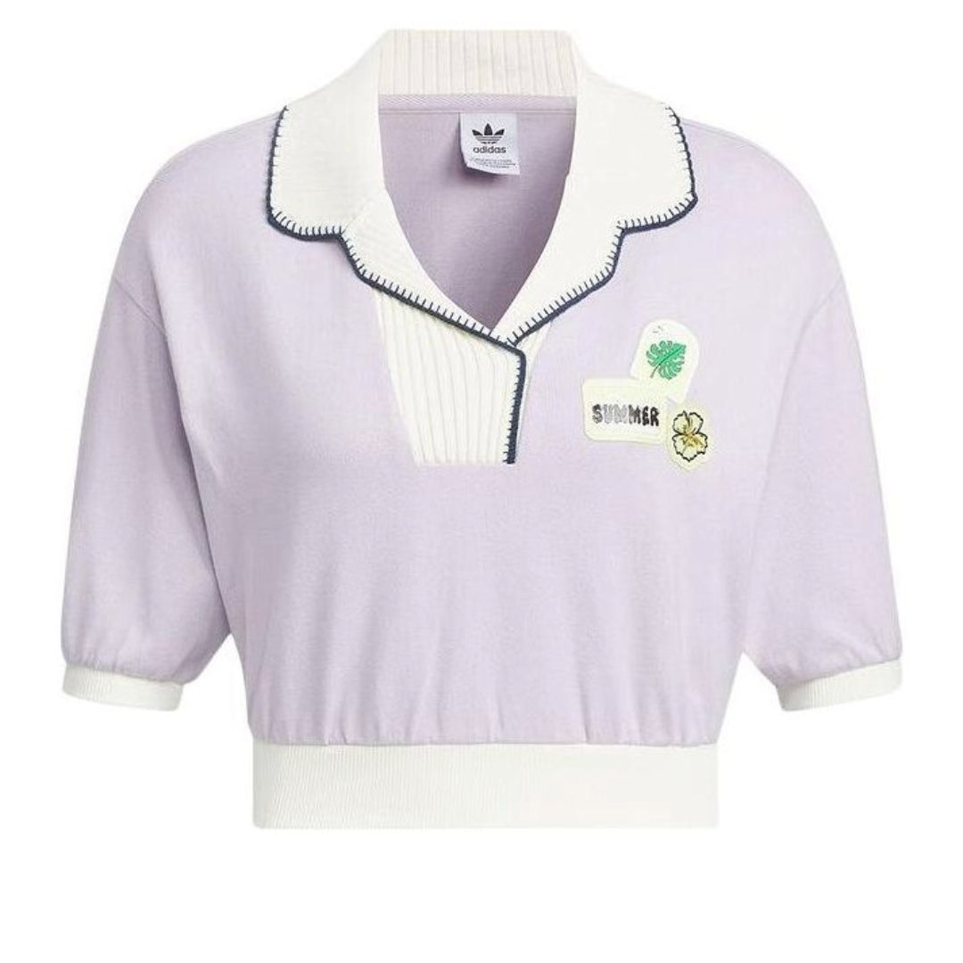 (WMNS) adidas Original Summer Holiday Graphic Play Polo Shirt Asia Sizing 'Purple White' IW6301
