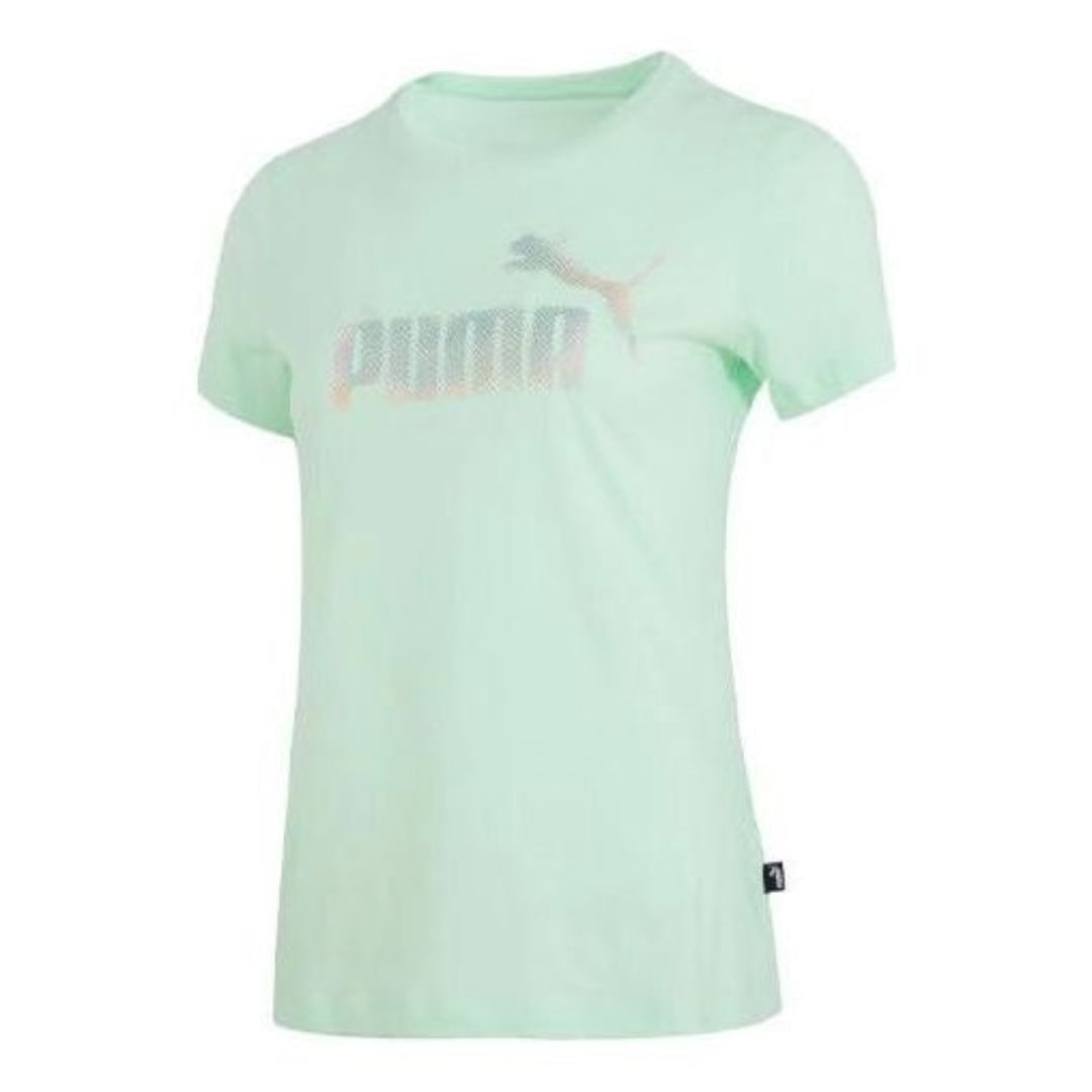 (WMNS) PUMA Essentials Logo T-Shirt 'Green Silver' 682140-88