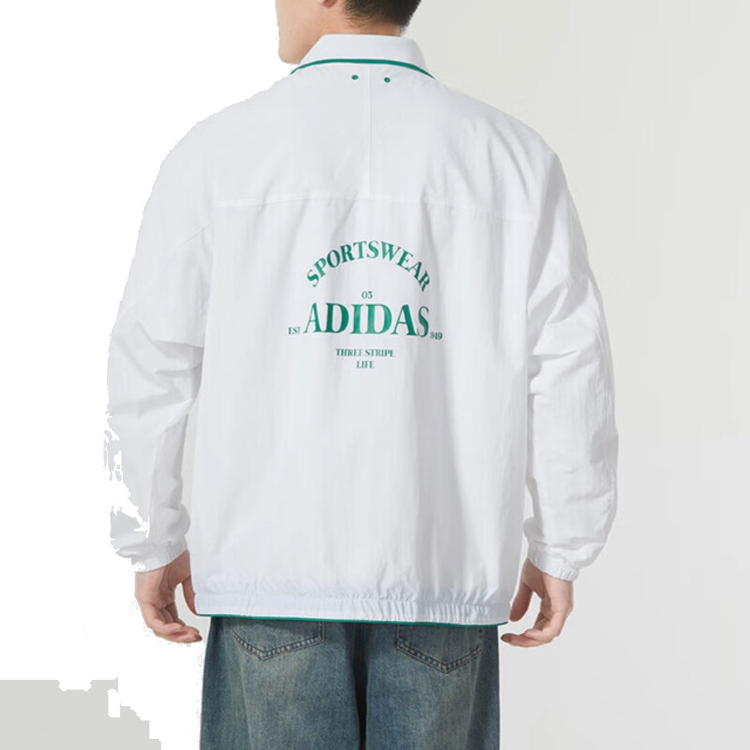 adidas Verbiage Woven Jacket Asia Sizing 'White' JE3627