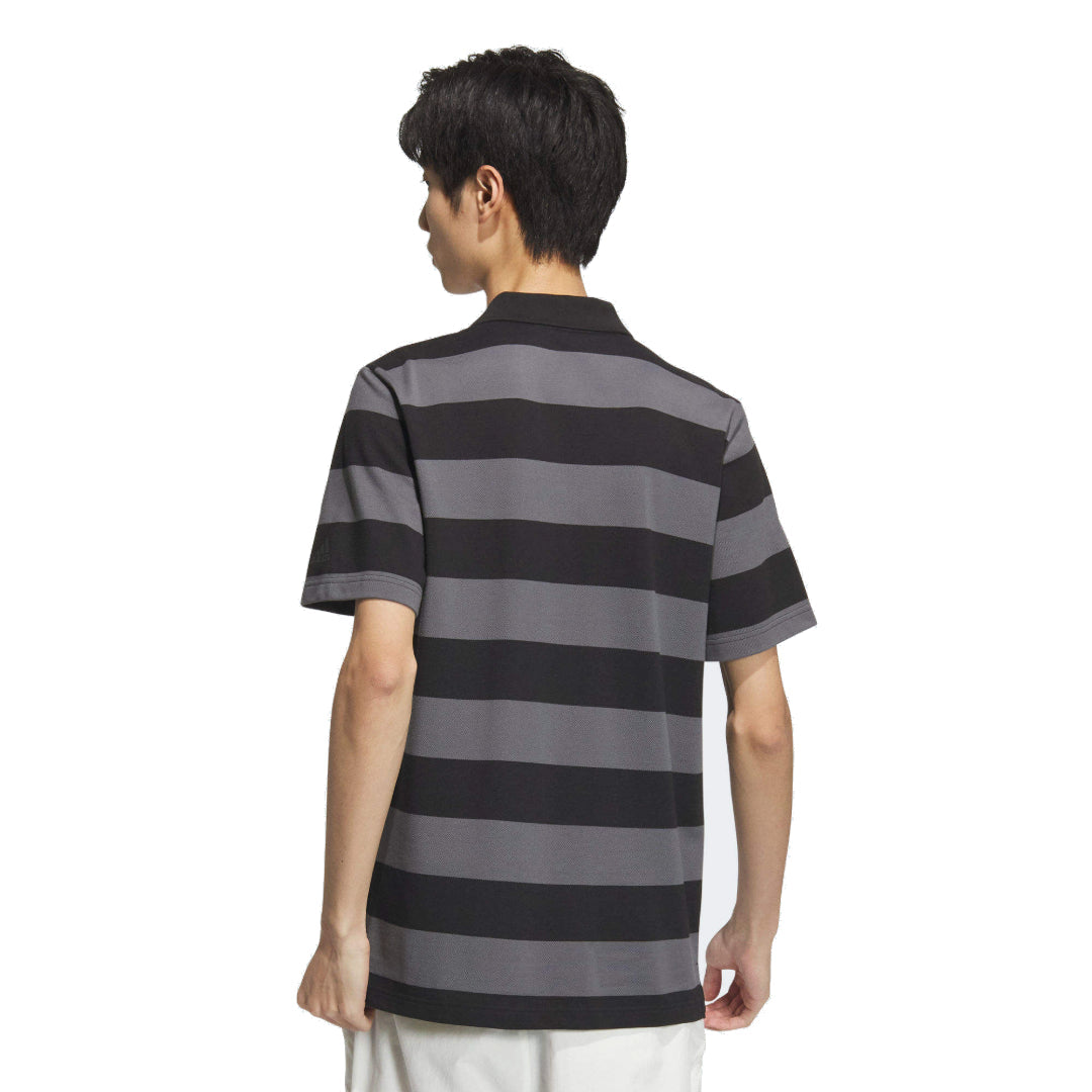 adidas Pique Stripe Polo Shirt Asia Sizing 'Black Grey' JI9057