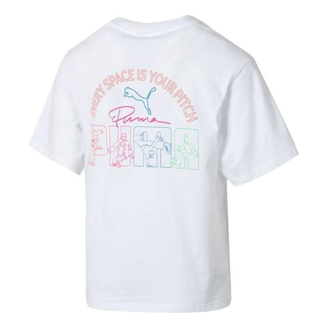 (WMNS) PUMA Graphic Casual T-Shirt 'White Pink' 682345-02