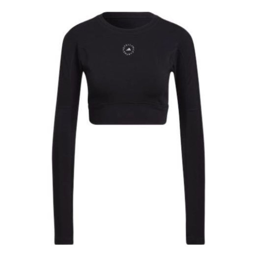 (WMNS) adidas by Stella McCartney TrueStrength Cropped Long Sleeve T-Shirt 'Black' HB6074