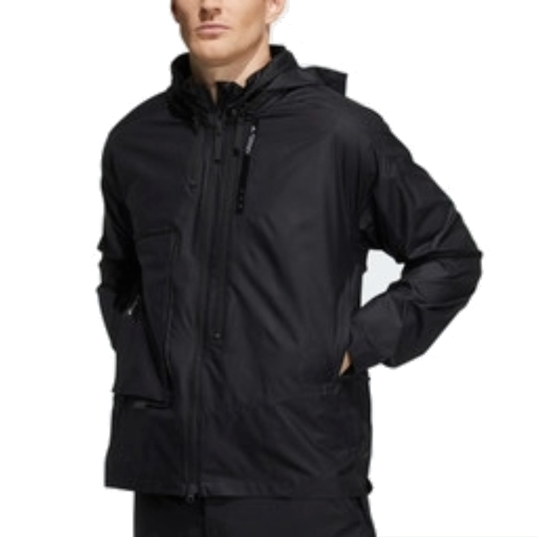 adidas Solid Color Athletic Hooded Zipper Jacket 'Black' H13868