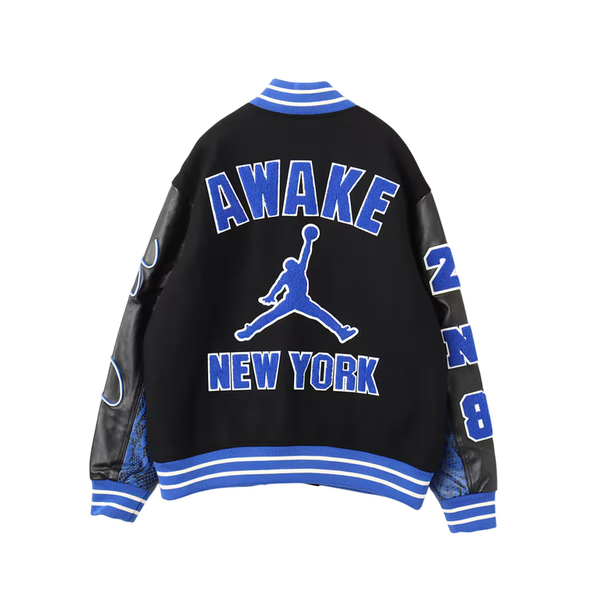 Air Jordan x Awake NY Varsity Jacket 'Black Game Royal' FQ5439-010