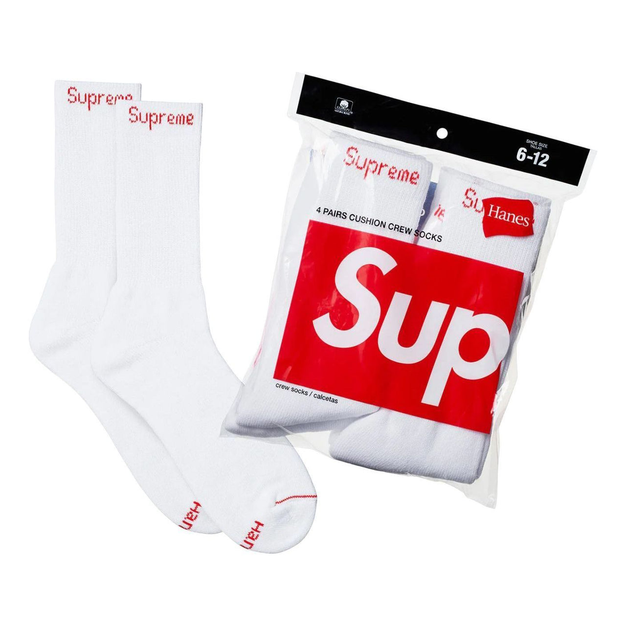 Supreme Hanes Crew Socks 4 Pack 'White' SUP-FW24-026-W