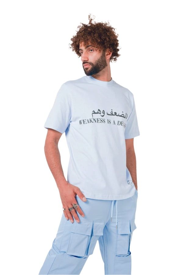 House of Cenmar Weakness Is A Delusion Printed T-Shirt 'Blue' HOC-WDQ