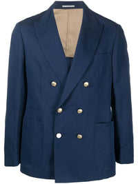 Brunello Cucinelli Double-Breasted Linen-Cotton Blazer