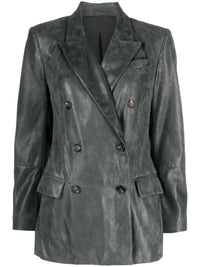 Brunello Cucinelli Leather Double-Breasted Jacket