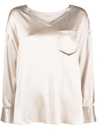 Brunello Cucinelli Monili Bead-Embellished Silk-Blend Blouse