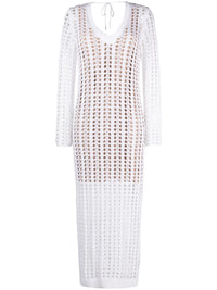 Brunello Cucinelli V-Neck Open-Knit Long Dress