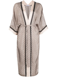 Brunello Cucinelli Geometric-Print Silk Wrap Coat