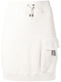 Brunello Cucinelli Drawstring Ribbed-Knit Miniskirt