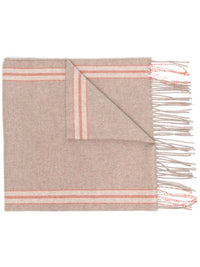Brunello Cucinelli Striped-Edge Frayed-Edge Scarf