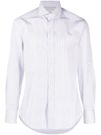 Brunello Cucinelli Striped Long-Sleeve Cotton Shirt