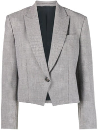 Brunello Cucinelli Checked Cropped Single-Breasted Blazer