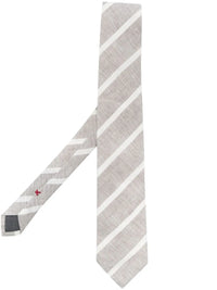 Brunello Cucinelli Diagonal-Stripe Linen Tie