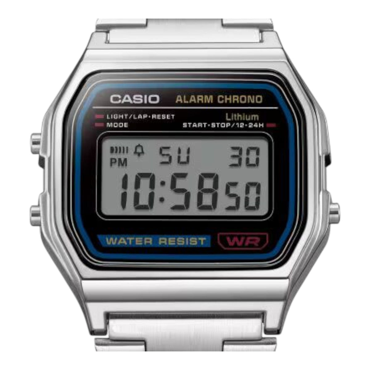 CASIO Vintage Water Resistant Stainless Steel Band LED Light 'Silver' A-158WA-1