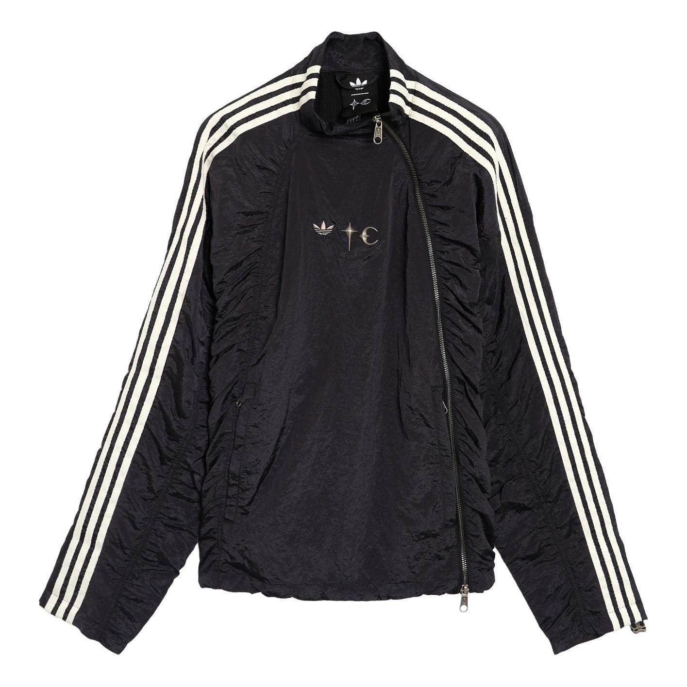 adidas x Thug Club Woven Logo Relaxed Track Jacket Asia Sizing 'Black Silver Metallic' KC2200