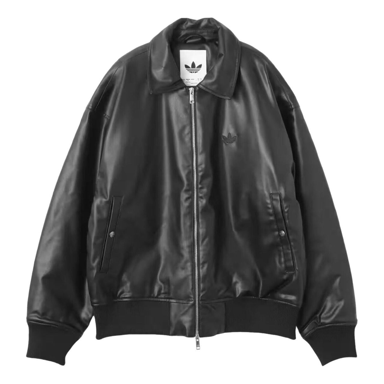 adidas Premium Essentials Pleather Bomber Jacket Asia Sizing 'Black' KD2943
