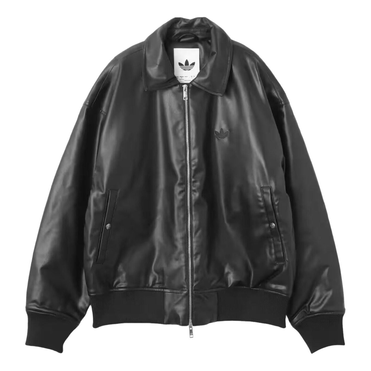 adidas Premium Essentials Pleather Bomber Jacket Asia Sizing 'Black' KD2943