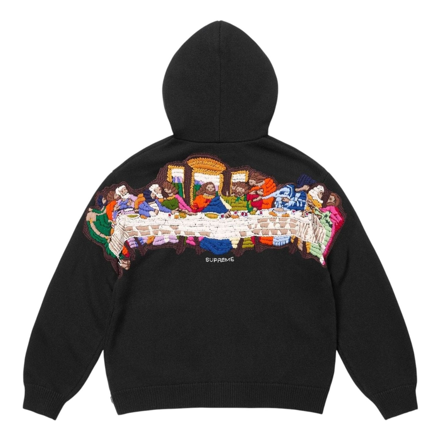 Supreme Last Supper Embroidered Zip Up Hooded Sweater 'Black' SS25SK28-BLACK