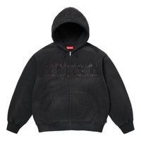 Supreme Leather Appliqué Zip Up Hooded Sweatshirt 'Black' SS25SW65-BLACK