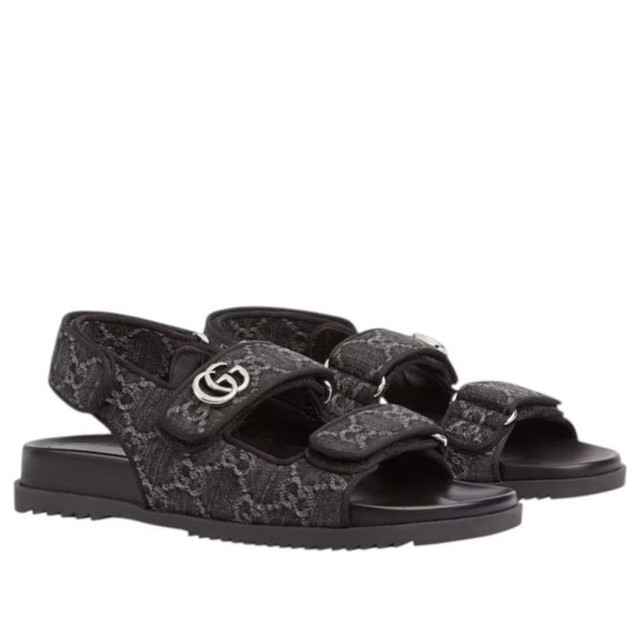 Gucci GG Sandals 'Black Grey Denim' 771575-FACVP-8446