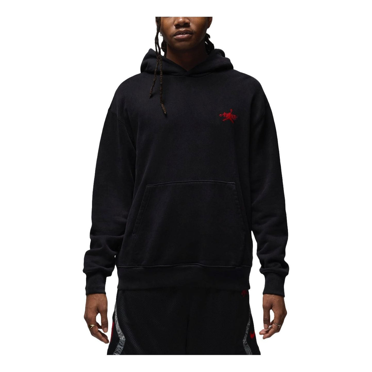 Air Jordan x Awake NY Fleece Hoodie Asia Sizing 'Black Red' FQ5444-010