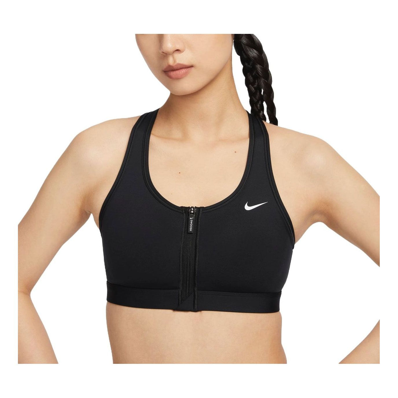 (WMNS) Nike Swoosh Front Zip Medium-Support Padded Sports Bra Asia Sizing 'Black' FN2732-010